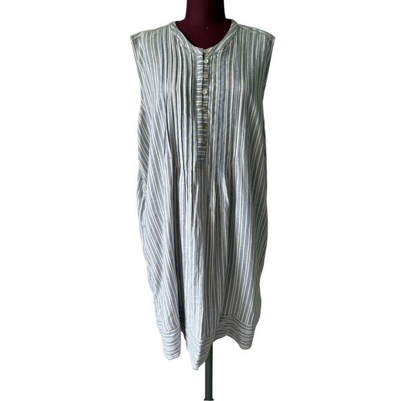 CASA CABANA Allegra Stripe Shirtdress Blue Stripe size XXL Linen Blend Sleeveles - Picture 1 of 6